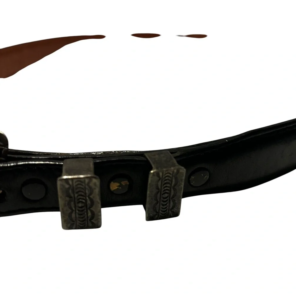 Alexander’s Belts & Buckles Genuine Black Leather Sterling Buckle Belt